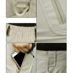 Discount OUKU Men's Tactical Shorts Cargo Shorts Shorts Summer Shorts Elastic Waist Multi Pocket Flap Pocket Plain Quick Dry Wearable Knee Length Outdoor Sport Daily Fashion Casual Black Khaki