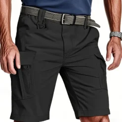Discount OUKU Men's Tactical Shorts Cargo Shorts Shorts Summer Shorts Elastic Waist Multi Pocket Flap Pocket Plain Quick Dry Wearable Knee Length Outdoor Sport Daily Fashion Casual Black Khaki
