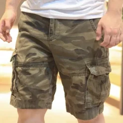 Best OUKU Men's Tactical Shorts Cargo Shorts Shorts Buttons Multi Pocket Plain Camouflage Wearable Knee Length Outdoor Daily Camping & Hiking Fashion Classic Camouflage khaki White