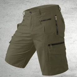 OUKU Men's Tactical Shorts Cargo Shorts Shorts Hiking Shorts Buttons Multi Pocket Plain Wearable Short Outdoor Daily Camping & Hiking Fashion Classic Black Light Green