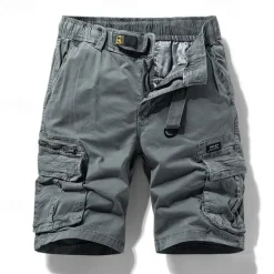 Hot OUKU Men's Tactical Shorts Cargo Shorts Shorts Buttons Elastic Waist Multi Pocket Plain Wearable Short Outdoor Daily Camping & Hiking Fashion Classic Black Army Green