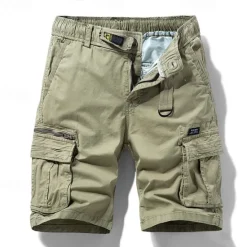 Hot OUKU Men's Tactical Shorts Cargo Shorts Shorts Buttons Elastic Waist Multi Pocket Plain Wearable Short Outdoor Daily Camping & Hiking Fashion Classic Black Army Green