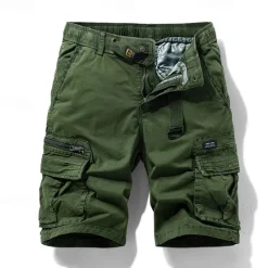 Hot OUKU Men's Tactical Shorts Cargo Shorts Shorts Buttons Elastic Waist Multi Pocket Plain Wearable Short Outdoor Daily Camping & Hiking Fashion Classic Black Army Green