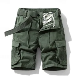Best OUKU Men's Tactical Shorts Cargo Shorts Shorts Buttons Elastic Waist Multi Pocket Plain Wearable Short Outdoor Daily Camping & Hiking Fashion Classic Black Army Green