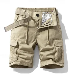 Best OUKU Men's Tactical Shorts Cargo Shorts Shorts Buttons Elastic Waist Multi Pocket Plain Wearable Short Outdoor Daily Camping & Hiking Fashion Classic Black Army Green