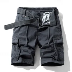 Best OUKU Men's Tactical Shorts Cargo Shorts Shorts Buttons Elastic Waist Multi Pocket Plain Wearable Short Outdoor Daily Camping & Hiking Fashion Classic Black Army Green