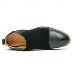 Outlet OUKU Men's Tan Chelsea Boots with Faux Leather and Suede Upper – Slip-On Elastic Design, Casual and Comfortable for Daily Wear or Semi-Formal Occasions