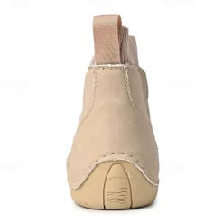 Outlet OUKU Men's Tan Faux Leather Casual Ankle Boots with Hand-Stitched Detailing, Knit Sock Upper, and Adjustable Toggle Laces – Comfortable and Rugged Design for Outdoor and Everyday Wear