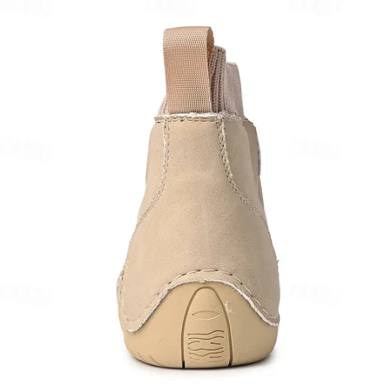 Outlet OUKU Men's Tan Faux Leather Casual Ankle Boots with Hand-Stitched Detailing, Knit Sock Upper, and Adjustable Toggle Laces – Comfortable and Rugged Design for Outdoor and Everyday Wear