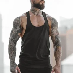 OUKU Men's Tank Top Fitness Tank Tank Undershirt U Neck Sleeveless Sport Casual Daily Gym Breathable Soft Plain Black White Activewear Fashion Basic