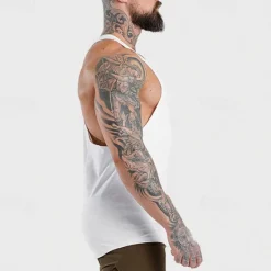 OUKU Men's Tank Top Fitness Tank Tank Undershirt U Neck Sleeveless Sport Casual Daily Gym Breathable Soft Plain Black White Activewear Fashion Basic