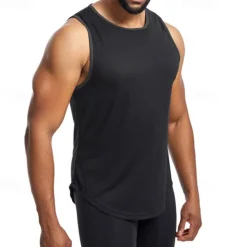 Discount OUKU Men's Tank Top Fitness Tank Tank Undershirt Crew Neck Sleeveless Sport Casual Daily Gym Breathable Soft Plain Black Yellow Activewear Fashion Basic