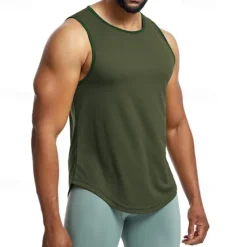 Discount OUKU Men's Tank Top Fitness Tank Tank Undershirt Crew Neck Sleeveless Sport Casual Daily Gym Breathable Soft Plain Black Yellow Activewear Fashion Basic