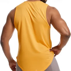 Discount OUKU Men's Tank Top Fitness Tank Tank Undershirt Crew Neck Sleeveless Sport Casual Daily Gym Breathable Soft Plain Black Yellow Activewear Fashion Basic