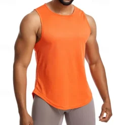 Discount OUKU Men's Tank Top Fitness Tank Tank Undershirt Crew Neck Sleeveless Sport Casual Daily Gym Breathable Soft Plain Black Yellow Activewear Fashion Basic