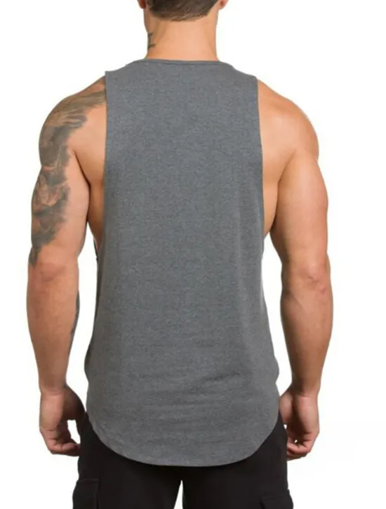 Sale OUKU Men's Tank Top Gym Shirt Vest Top Muscle Shirt Sleeveless Crewneck Summer Fashion Streetwear Bodybuilding Fitness Sports & Outdoor Athleisure Gym Black White Gray Top Tee for Men