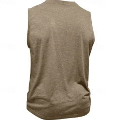 Outlet OUKU Men's Tank Top Henley Shirt Vest Top Undershirt Sleeveless Henley Summer Plain Fashion Designer Muscle Buttons Outdoor Street Going out Black White Khaki Top Tee for Men