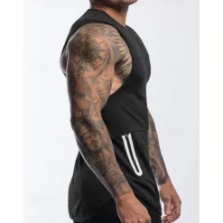 Outlet OUKU Men's Tank Top Undershirt Sleeveless Shirt Gym Muscle Tee Sleeveless Crewneck Summer Plain Fashion Designer Muscle Double Sided Zipper Outdoor Going out Gym Black White Gray Top Tee for Men