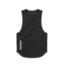 Outlet OUKU Men's Tank Top Undershirt Sleeveless Shirt Gym Muscle Tee Sleeveless Crewneck Summer Plain Fashion Designer Muscle Double Sided Zipper Outdoor Going out Gym Black White Gray Top Tee for Men