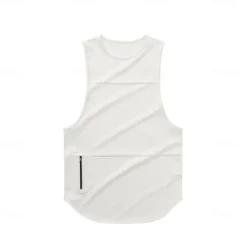 Outlet OUKU Men's Tank Top Undershirt Sleeveless Shirt Gym Muscle Tee Sleeveless Crewneck Summer Plain Fashion Designer Muscle Double Sided Zipper Outdoor Going out Gym Black White Gray Top Tee for Men