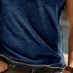 Best OUKU Men's Tank Top Undershirt Sleeveless Shirt Wife beater Shirt Sleeveless Henley Summer Plain Fashion Designer Muscle Patchwork Outdoor Going out Gym Royal Blue Purple Brown Top Tee for Men