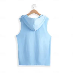 Outlet OUKU Men's Tank Top Vest Top Sleeveless Hoodie Sleeveless Shirt Sleeveless Hooded Summer Plain Fashion Designer Muscle Outdoor Going out Gym White Light Blue Gray Top Tee for Men