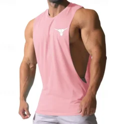 Discount OUKU Men's Tank Top Vest Top Undershirt Sleeveless Shirt Sleeveless Crew Neck Summer Print Fashion Designer Basic Classic Vacation Street Going out Black White Pink Top Tee for Men