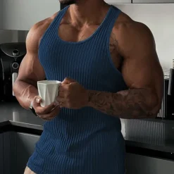 Clearance OUKU Men's Tank Top Vest Top Undershirt Sleeveless Shirt Sleeveless Crew Neck Summer Plain Fashion Designer Muscle Outdoor Going out Gym Black White Navy Blue Top Tee for Men
