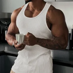 Clearance OUKU Men's Tank Top Vest Top Undershirt Sleeveless Shirt Sleeveless Crew Neck Summer Plain Fashion Designer Muscle Outdoor Going out Gym Black White Navy Blue Top Tee for Men