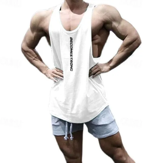 OUKU Men's Tank Top Vest Top Undershirt Sleeveless Shirt Sleeveless Crew Neck Summer Letter Fashion Designer Basic Classic Vacation Street Going out Black White Blue Top Tee for Men