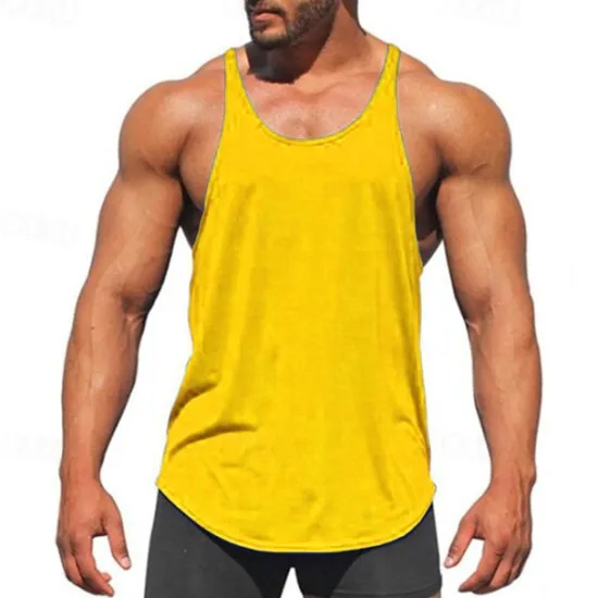 Online OUKU Men's Tank Top Vest Top Undershirt Sleeveless Shirt Sleeveless Crew Neck Spring & Summer Plain Fashion Designer Basic Vacation Street Going out Black White Yellow Top Tee for Men