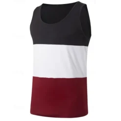 Sale OUKU Men's Tank Top Vest Top Undershirt Sleeveless Shirt Sleeveless Crew Neck Spring & Summer Color Block Fashion Designer Basic Patchwork Vacation Street Going out White Red Orange Top Tee for Men