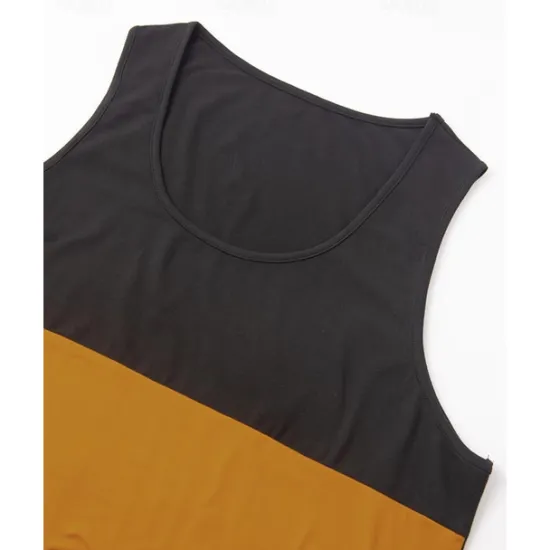 Sale OUKU Men's Tank Top Vest Top Undershirt Sleeveless Shirt Sleeveless Crew Neck Spring & Summer Color Block Fashion Designer Basic Patchwork Vacation Street Going out White Red Orange Top Tee for Men