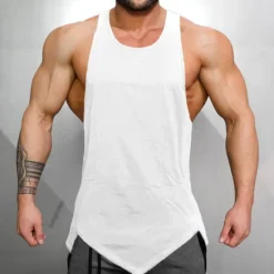 Outlet OUKU Men's Tank Top Vest Top Undershirt Sleeveless U Neck Summer Plain Stylish Muscle Workout Irregular Hem Vacation Sport Daily Black Red Top Tee for Men White