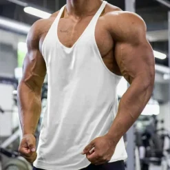 Discount OUKU Men's Tank Top Vest Top Undershirt Sleeveless Shirt Sleeveless Deep U Summer Plain Fashion Designer Basic Vacation Street Going out Black White Yellow Top Tee for Men