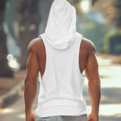 Best OUKU Men's Tank Top Vest Top Undershirt Sleeveless Shirt Sleeveless Hooded Summer Plain Fashion Designer Muscle Front Pocket Outdoor Going out Gym Black White Yellow Top Tee for Men