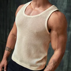 Sale OUKU Men's Tank Top Vest Top Undershirt Sleeveless Shirt Sleeveless Crewneck Summer Plain Fashion Daily Sport Knit Vacation Sports & Outdoor Going out Top Tee for Men White