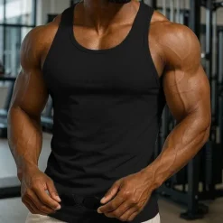 Discount OUKU Men's Tank Top Vest Top Undershirt Sleeveless Shirt Sleeveless Crewneck Spring & Summer Plain Pattern Fashion Designer Vacation Street Going out Black White Royal Blue Top Tee for Men