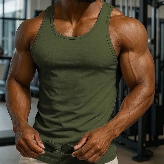 Discount OUKU Men's Tank Top Vest Top Undershirt Sleeveless Shirt Sleeveless Crewneck Spring & Summer Plain Pattern Fashion Designer Vacation Street Going out Black White Royal Blue Top Tee for Men