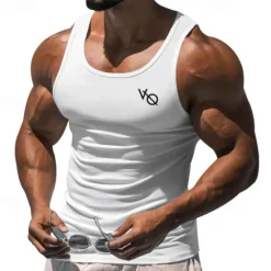 OUKU Men's Tank Top Vest Top Undershirt Sleeveless Shirt Sleeveless Crew Neck Summer Print Fashion Designer Basic Classic Vacation Street Going out Black White Wine Top Tee for Men