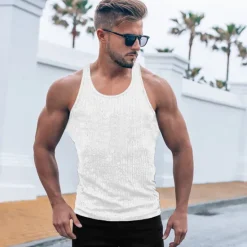 Best OUKU Men's Tank Top Vest Top Undershirt Sleeveless Shirt Sleeveless Crew Neck Summer Plain Sports Fashion Lightweight Vacation Casual Holiday Black White Red Top Tee for Men