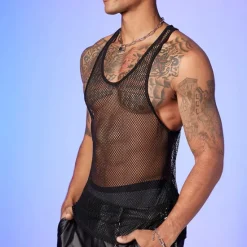 Sale OUKU Men's Tank Top Vest Top Undershirt Racer Back Tank Top Sleeveless U Neck Summer Plain Fashion Daily Sport Mesh Vacation Sports & Outdoor Going out Top Tee for Men Black