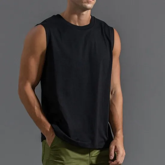 Best OUKU Men's Tank Top Vest Top Undershirt Sleeveless Shirt Sleeveless Crew Neck Summer Plain Fashion Designer Basic Classic Vacation Street Going out Black White Light Green Top Tee for Men