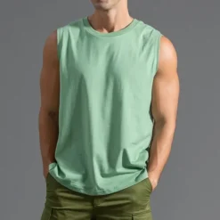 Best OUKU Men's Tank Top Vest Top Undershirt Sleeveless Shirt Sleeveless Crew Neck Summer Plain Fashion Designer Basic Classic Vacation Street Going out Black White Light Green Top Tee for Men