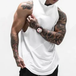 Best OUKU Men's Tank Top Vest Top Undershirt Sleeveless Hoodie Sleeveless Hooded Summer Patchwork Stylish Casual Muscle Vacation Athleisure Going out Black White Red Top Tee for Men
