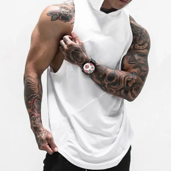Best OUKU Men's Tank Top Vest Top Undershirt Sleeveless Hoodie Sleeveless Hooded Summer Patchwork Stylish Casual Muscle Vacation Athleisure Going out Black White Red Top Tee for Men