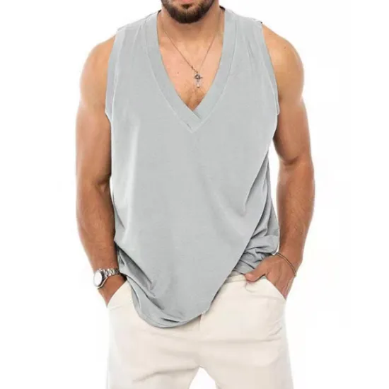 Outlet OUKU Men's Tank Top Vest Top Undershirt Sleeveless Shirt Sleeveless Crew Neck Summer Plain Fashion Designer Muscle Outdoor Going out Gym Black White Blue Top Tee for Men