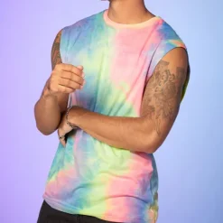 Clearance OUKU Men's Tank Top Vest Top Undershirt Sleeveless Shirt Sleeveless Crewneck Summer Tie Dyed Fashion Daily Sport Print Vacation Sports & Outdoor Going out Yellow Pink Blue Top Tee for Men