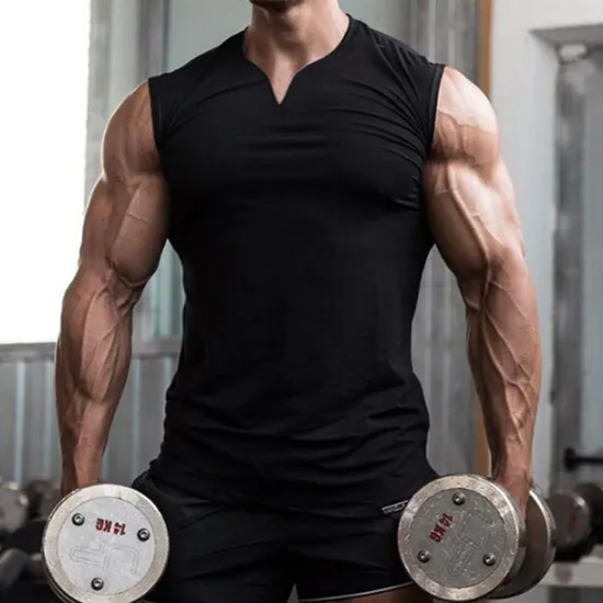 Online OUKU Men's Tank Top Vest Top Undershirt Sleeveless V Neck Summer Plain Fashion Muscle Workout Vacation Sport Daily Black White Wine Top Tee for Men