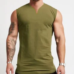 Online OUKU Men's Tank Top Vest Top Undershirt Sleeveless V Neck Summer Plain Fashion Muscle Workout Vacation Sport Daily Black White Wine Top Tee for Men